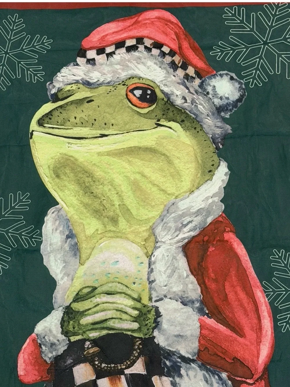 Mackenzie Childs Festive Fergal Frog Christmas Flag - 40 X 28 Inches